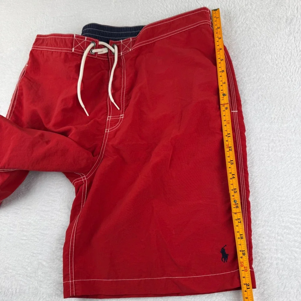 Vintage Polo Ralph Lauren Swim Trunks Men XL Red Board Shorts Cargo Pocket Nylon